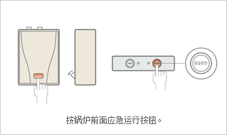 按锅炉前面应急运行按钮。