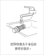 把异物清洗干净后按 原样安装好。